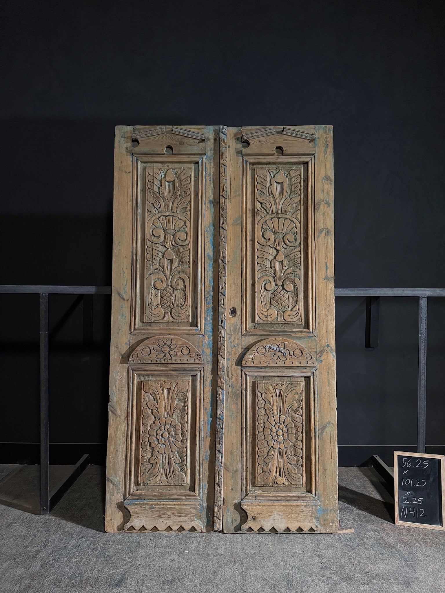 Antique Carved 2 Panel Double Doors - 56.25x101.25 - N412