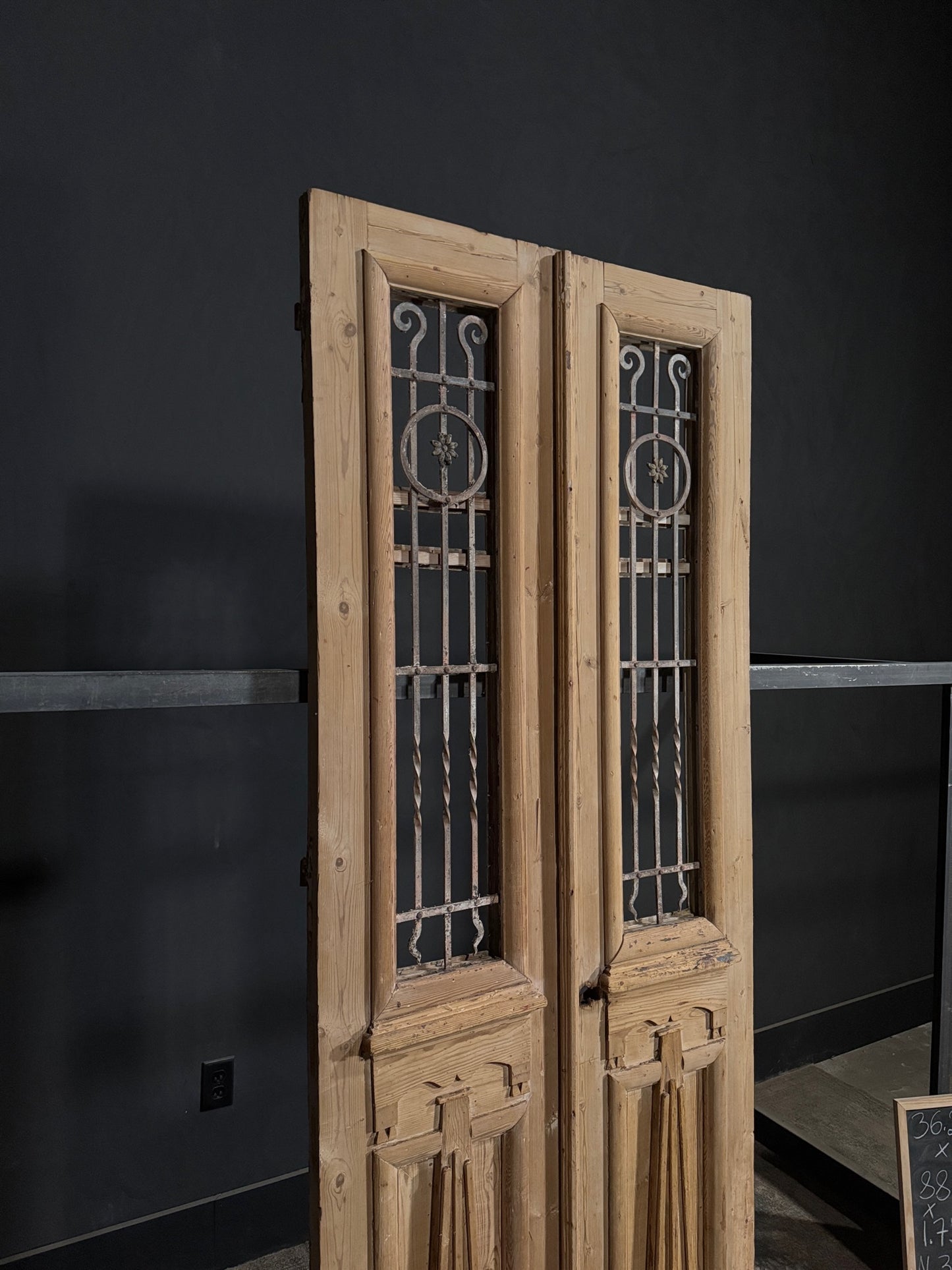 Antique Carved Iron French Doors - 36.25x88.75 - N326