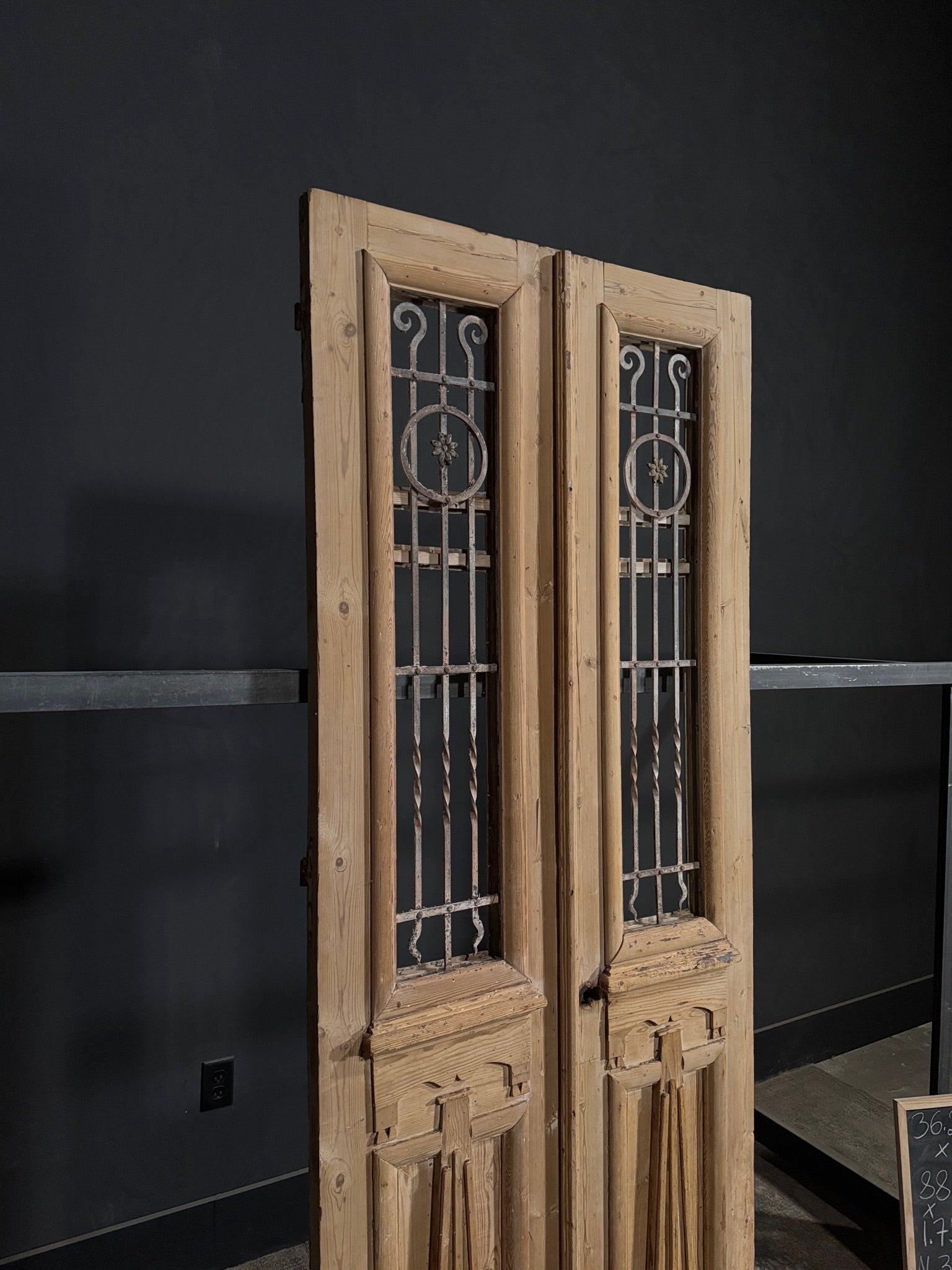 Antique Carved Iron French Doors - 36.25x88.75 - N326