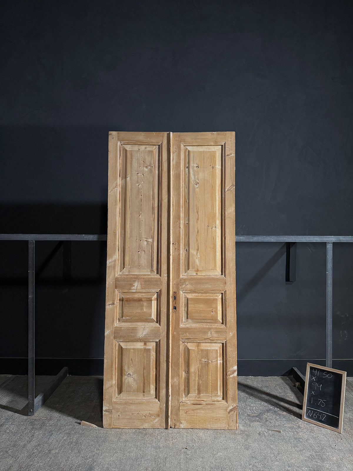 Antique 3 Panel Solid Double Doors - 41.5x94 - N647