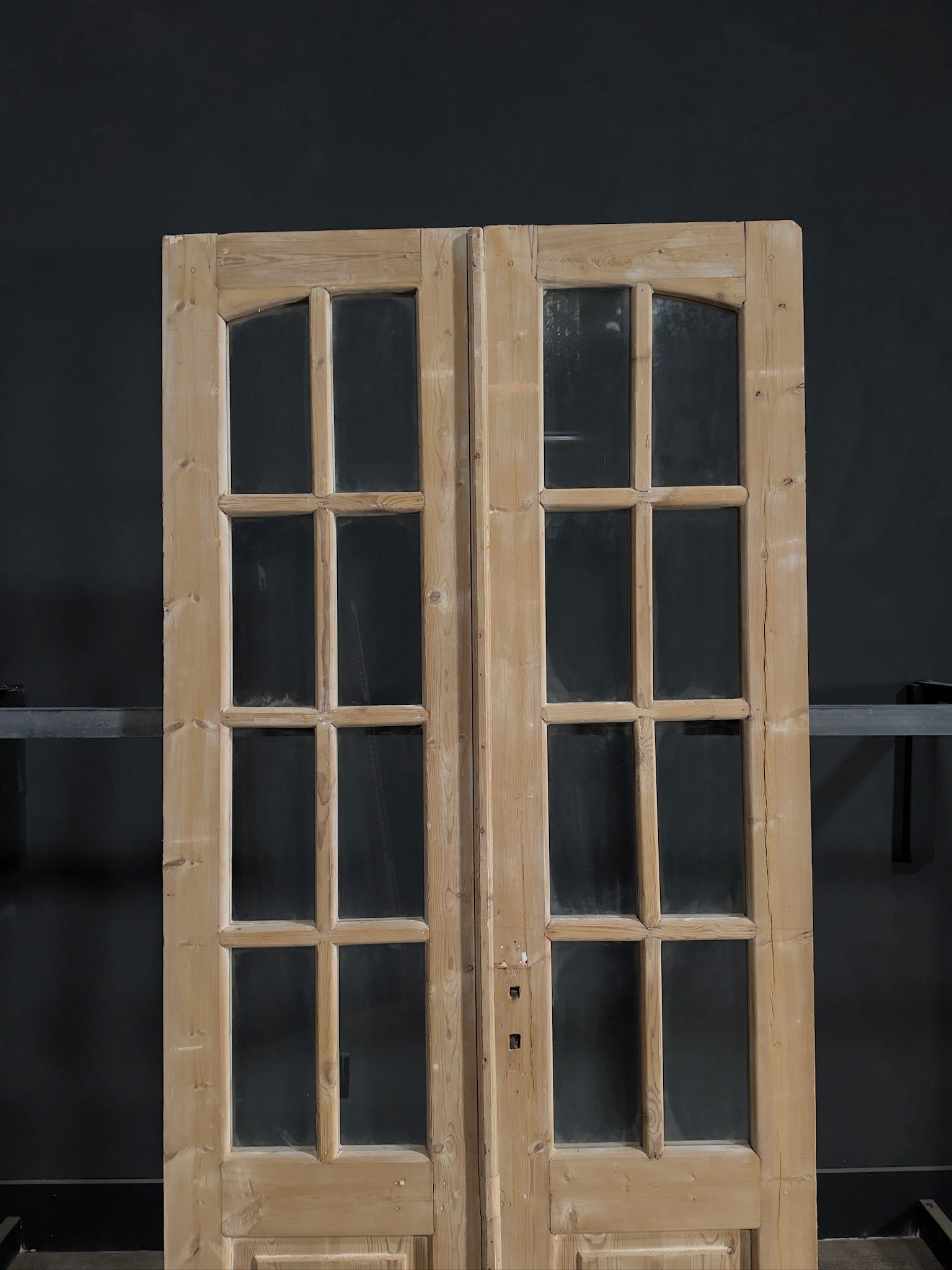 Antique Glass 7 Lite Arched French Doors - 43x92.25 - N314