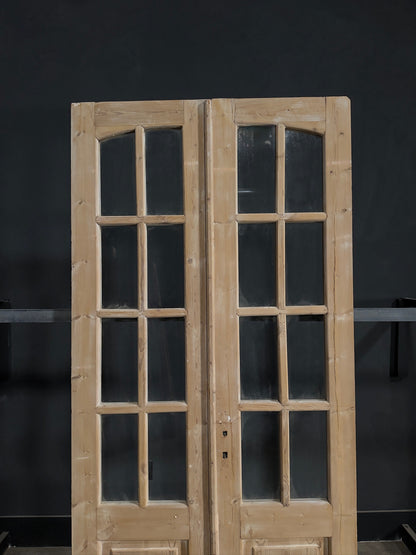 Antique Glass 7 Lite Arched French Doors - 43x92.25 - N314