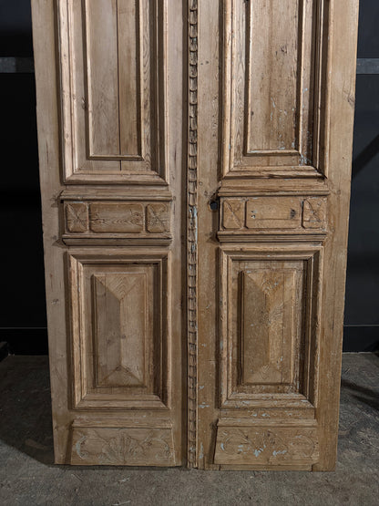Antique Carved 3 Panel Double Doors - 42.75x96 - N711