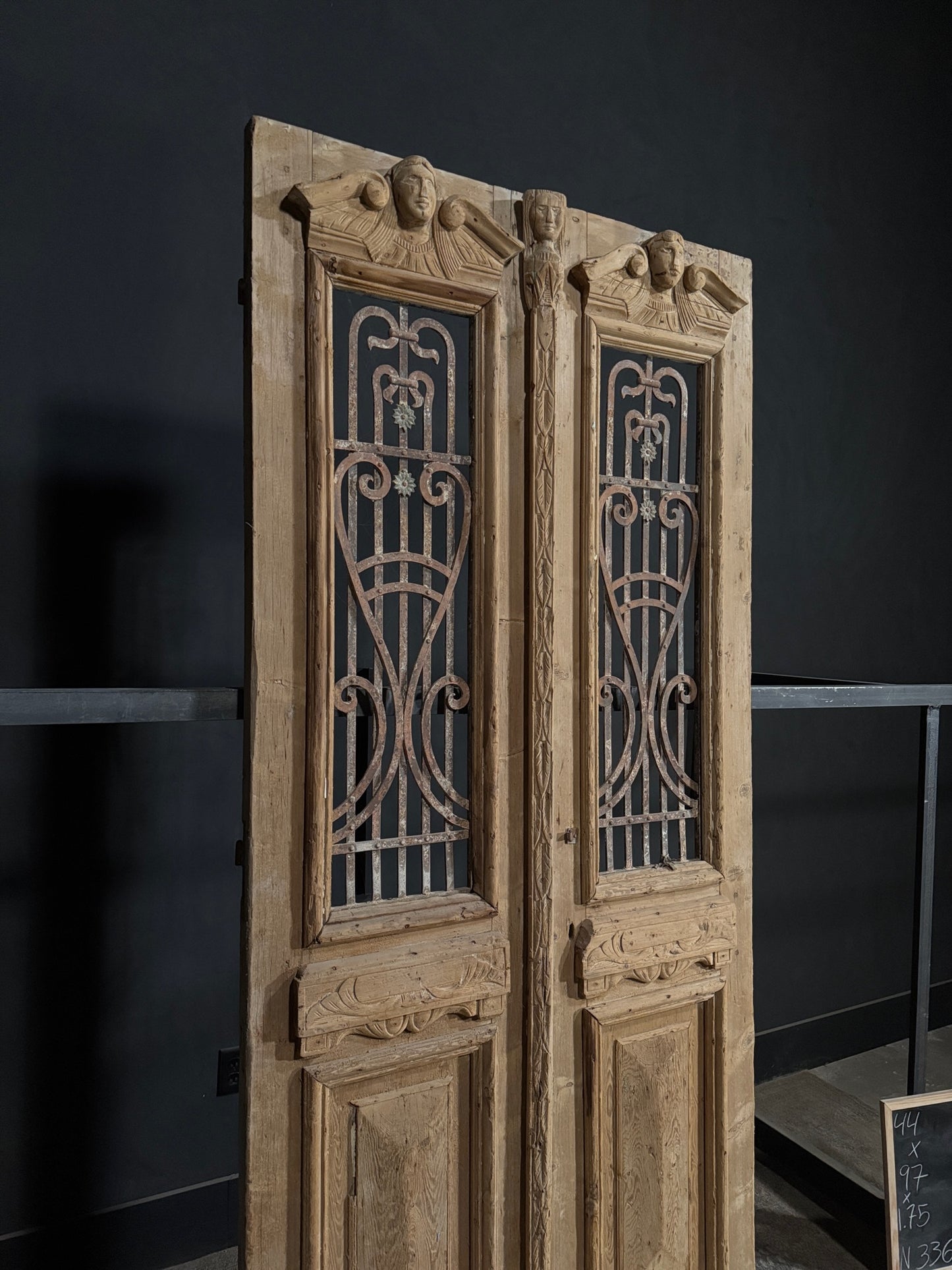 Antique Carved Iron French Doors - 44x97 - N336