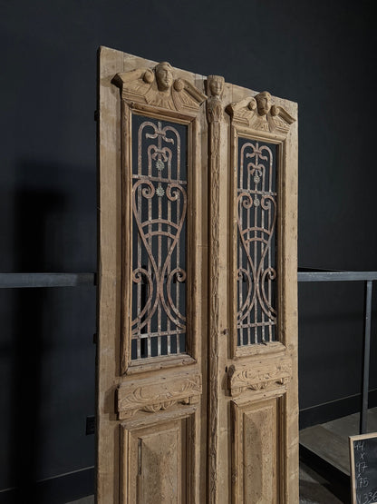 Antique Carved Iron French Doors - 44x97 - N336