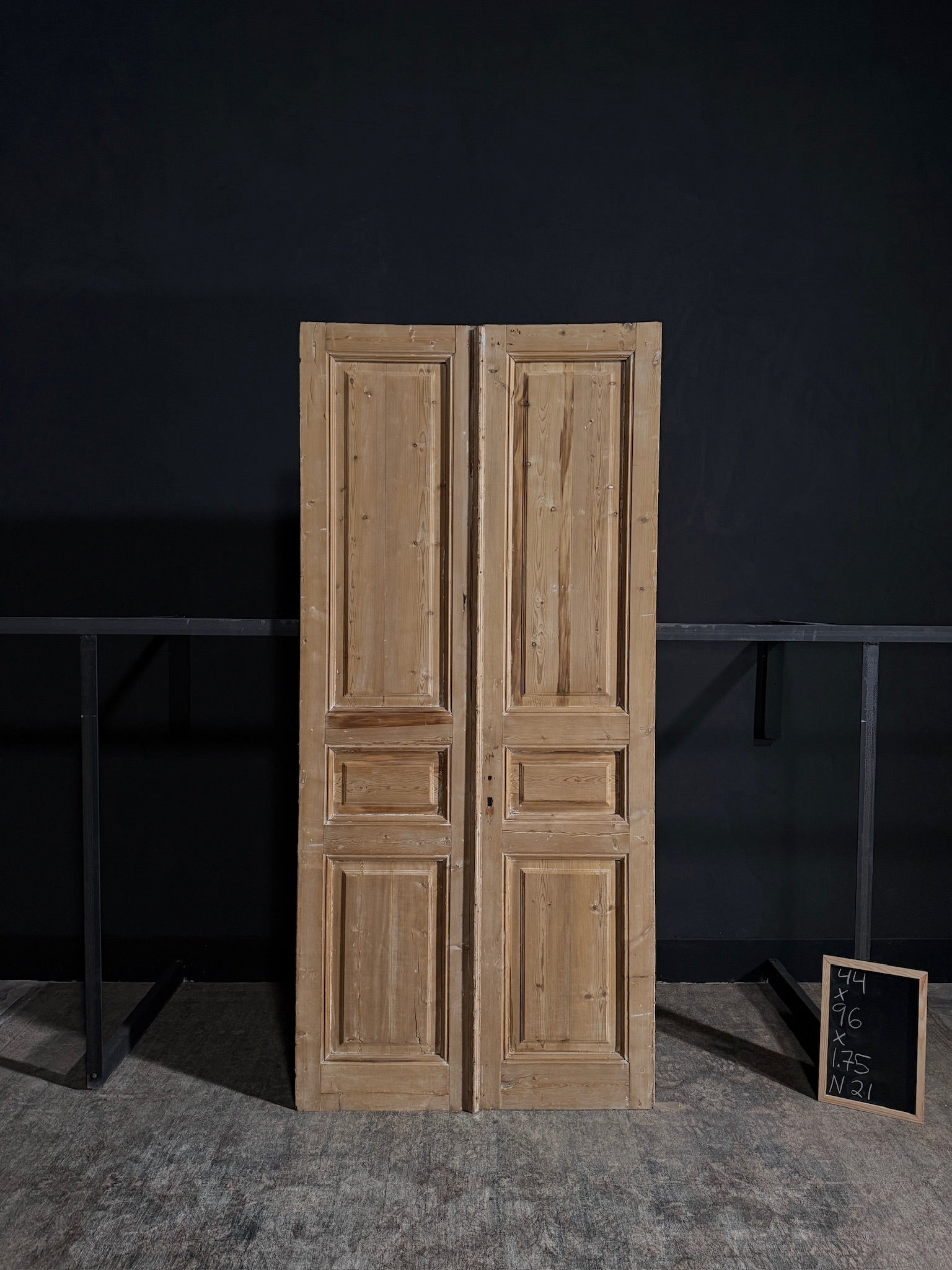 Antique Iron 3 Panel Double Doors - 44x96 - N21