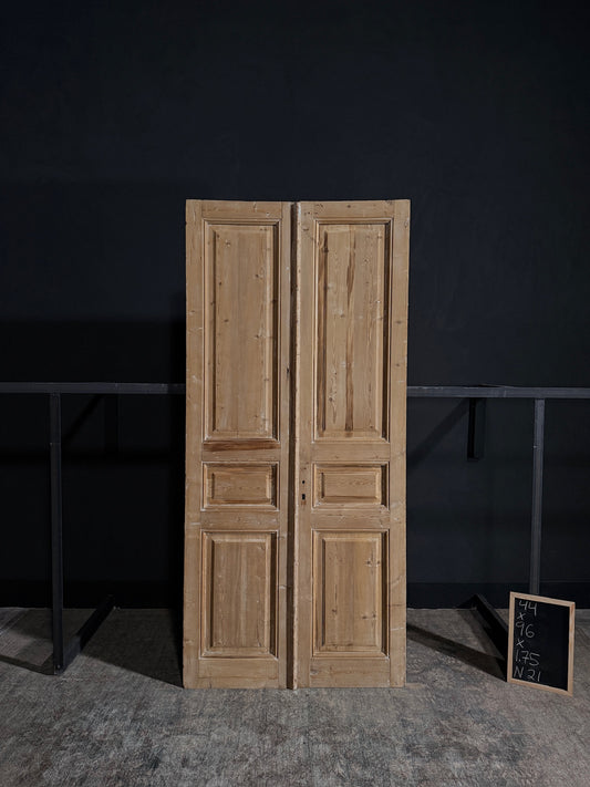 Antique Iron 3 Panel Double Doors - 44x96 - N21