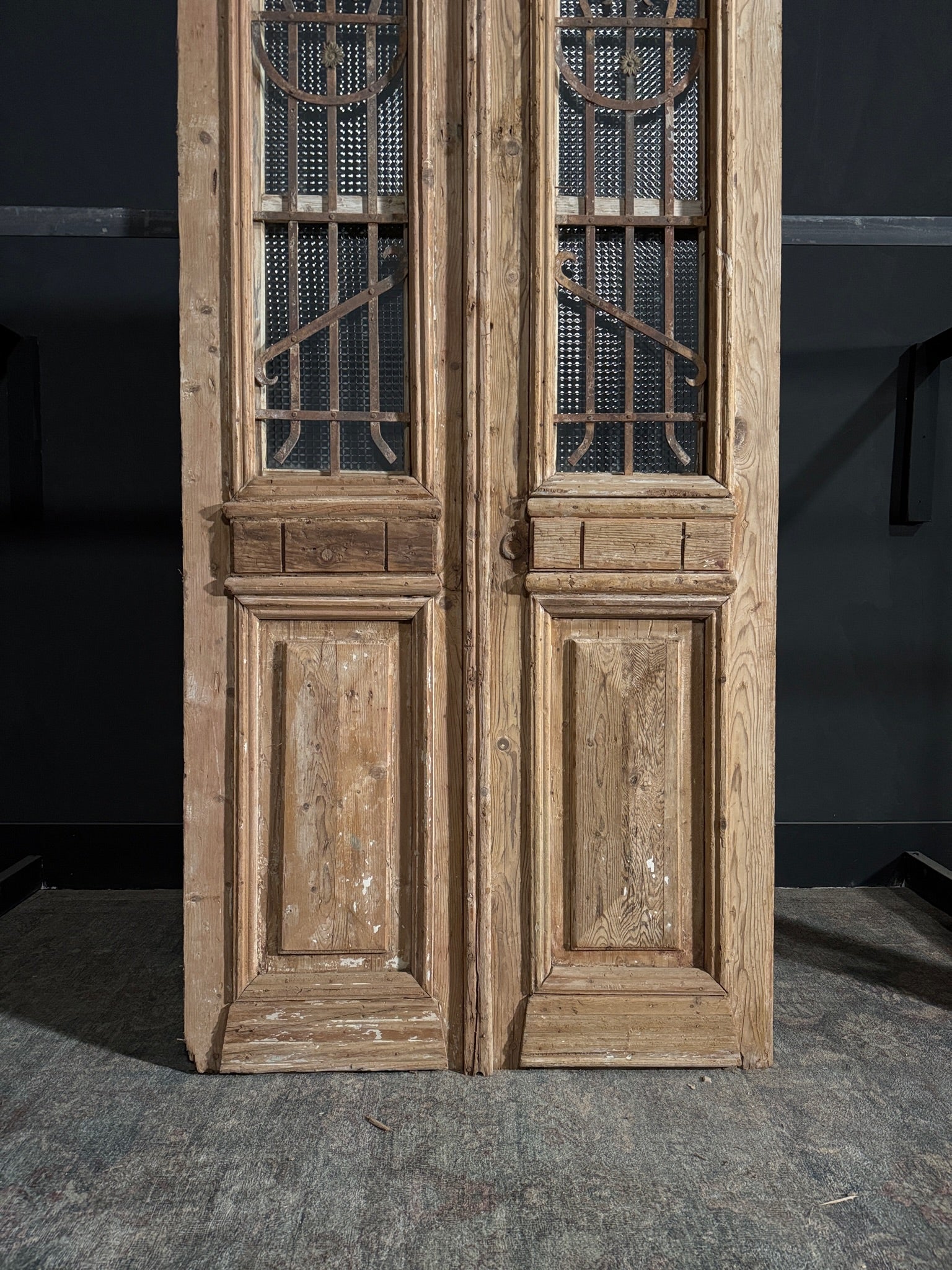 Antique Carved Iron French Doors - 41x87 - N82