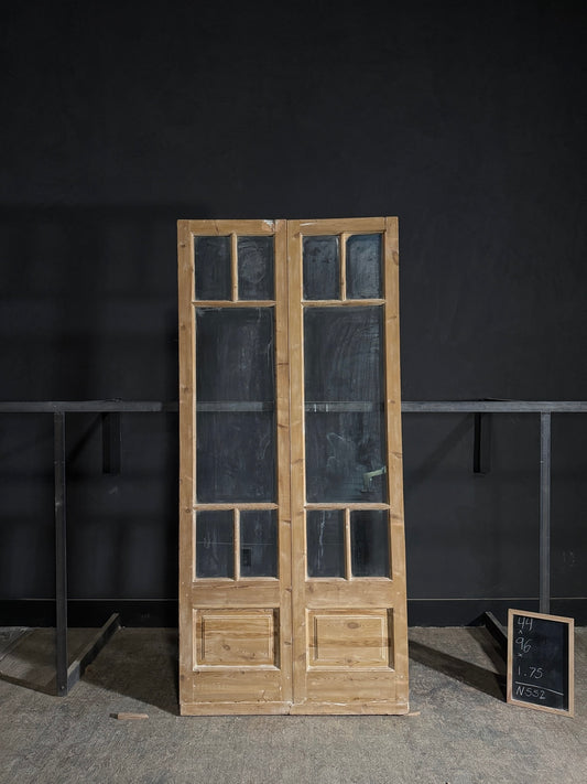 Antique Glass 5 Lite French Doors - 44x96 - N552