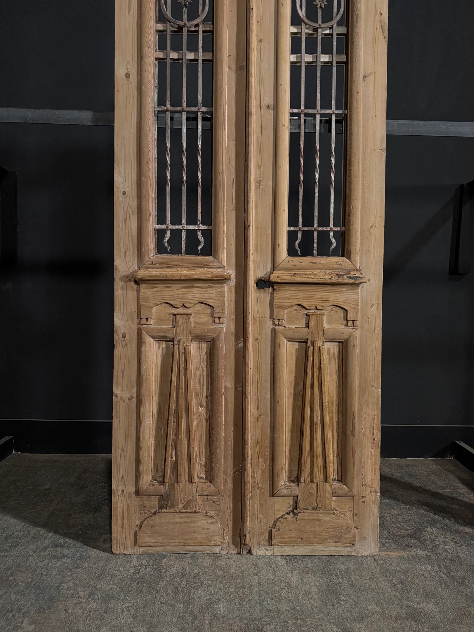 Antique Carved Iron French Doors - 36.25x88.75 - N326