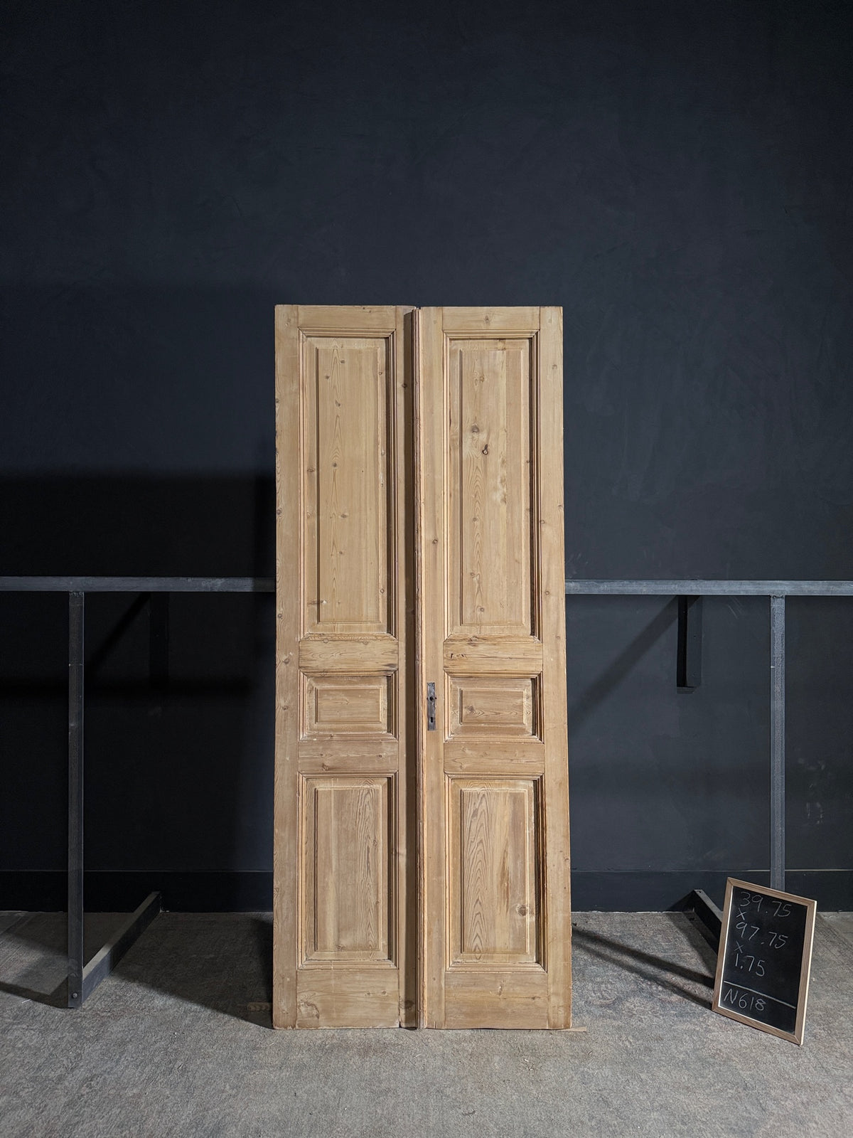 Antique 3 Panel Solid Double Doors - 39.75x97.75 - N618