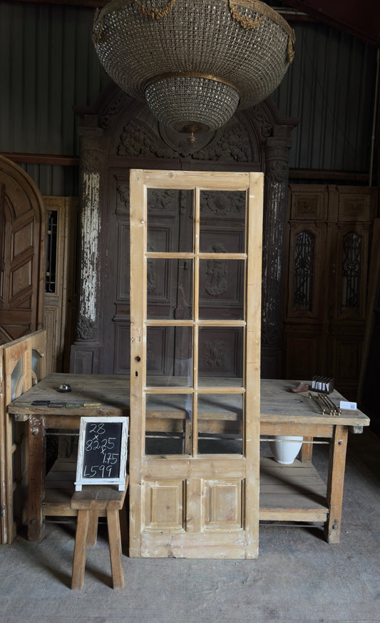 Antique Glass 8 Lite French Door - 28x82.25 - L599