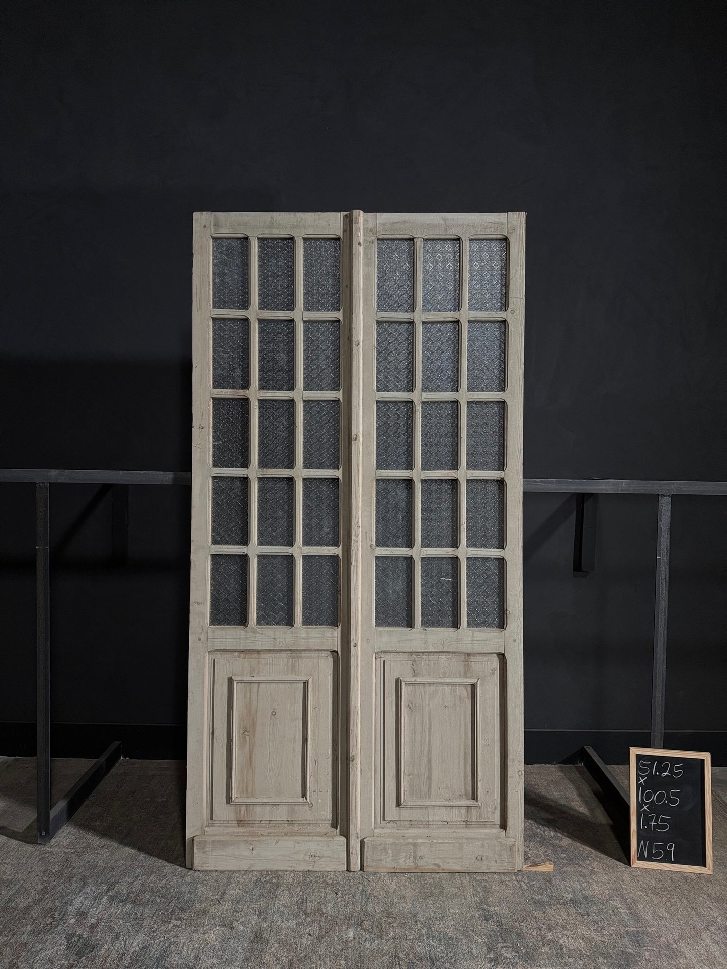 Antique Obscured Glass 7 Lite French Doors - 51.25x100.5 - N59