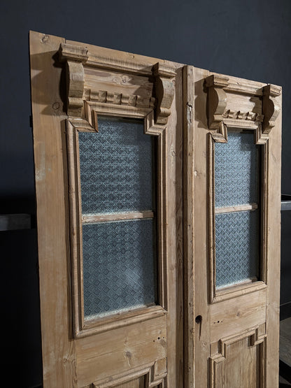 Antique Architectural Textured Glass French Doors - 51.75x85 - N752