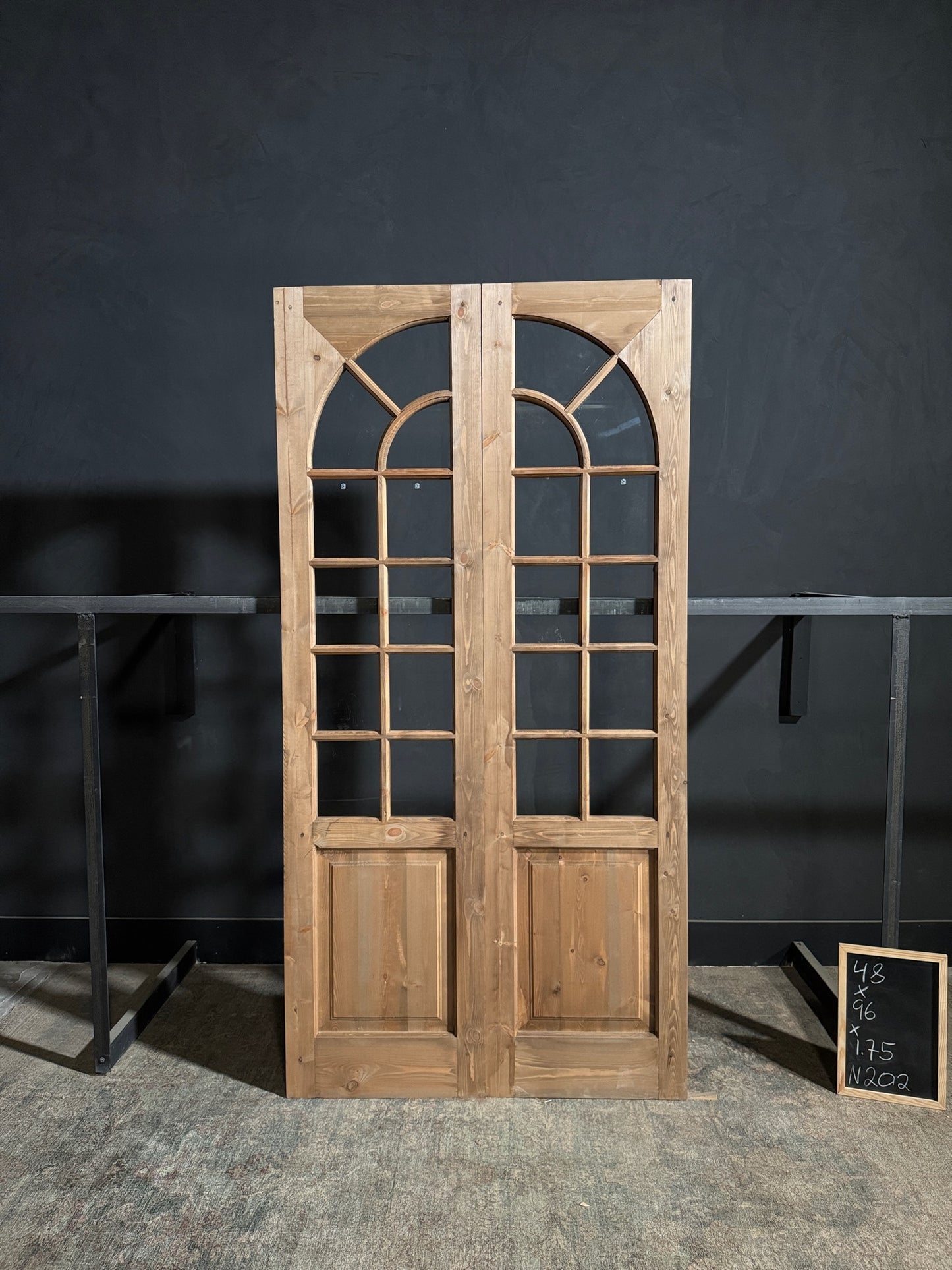 (Elise) Handcrafted Arched Glass French Doors - 48x96 - N202