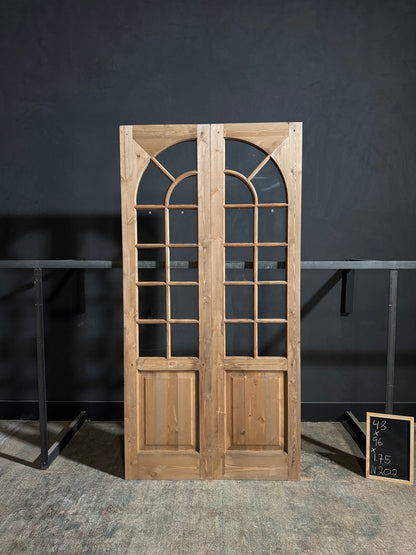 (Elise) Handcrafted Arched Glass French Doors - 48x96 - N202