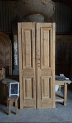 Raised Molding 2 Panel Antique Solid French Doors - 40x93.5 - L324