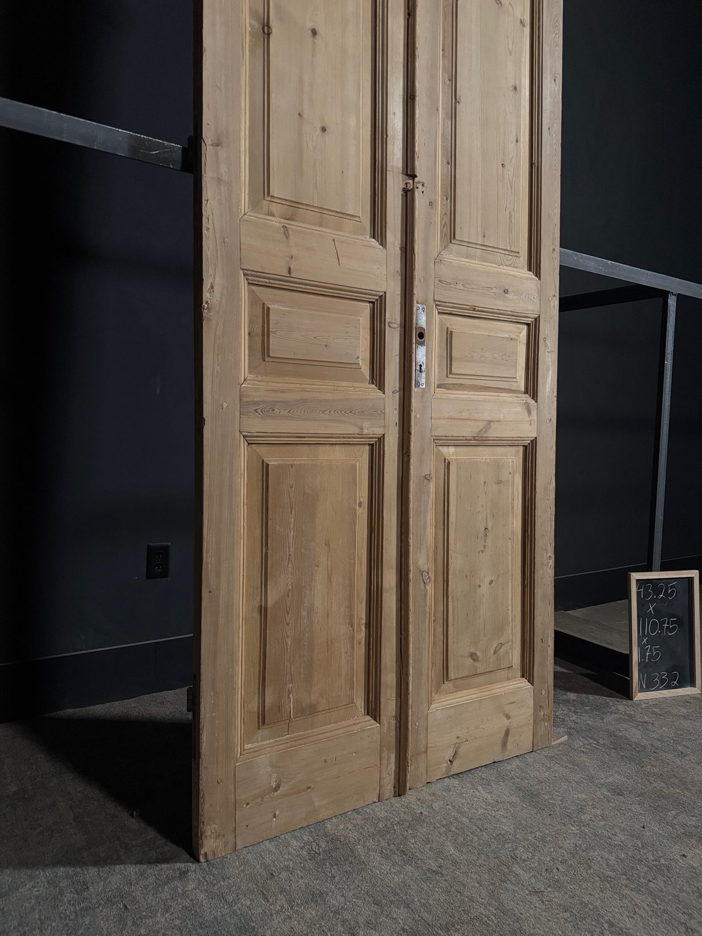 Antique 3 Panel Solid Double Doors - 43.25x110.75 - N332