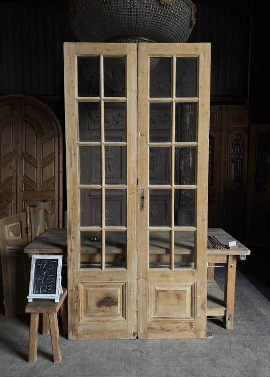 12 Lite Glass Antique French Doors - 47.5x99.5 - L123