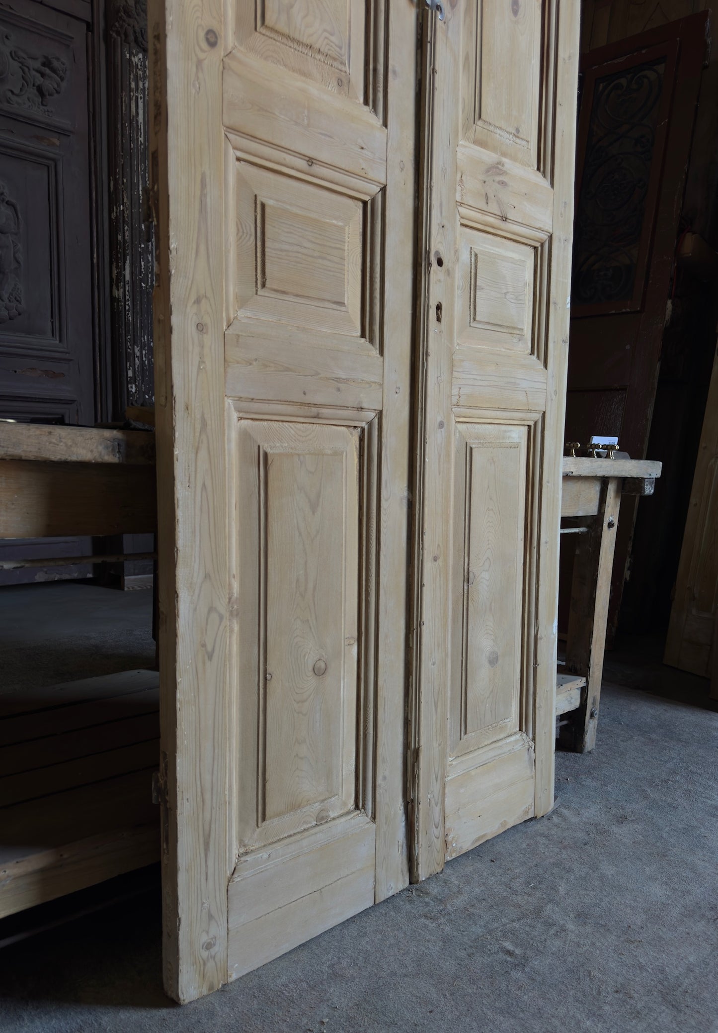 3 Panel Antique Solid French Doors - 35.5x93 - L338