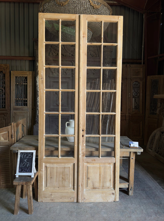 Tall Elegant Antique Glass French Doors - 47.25x107 K286