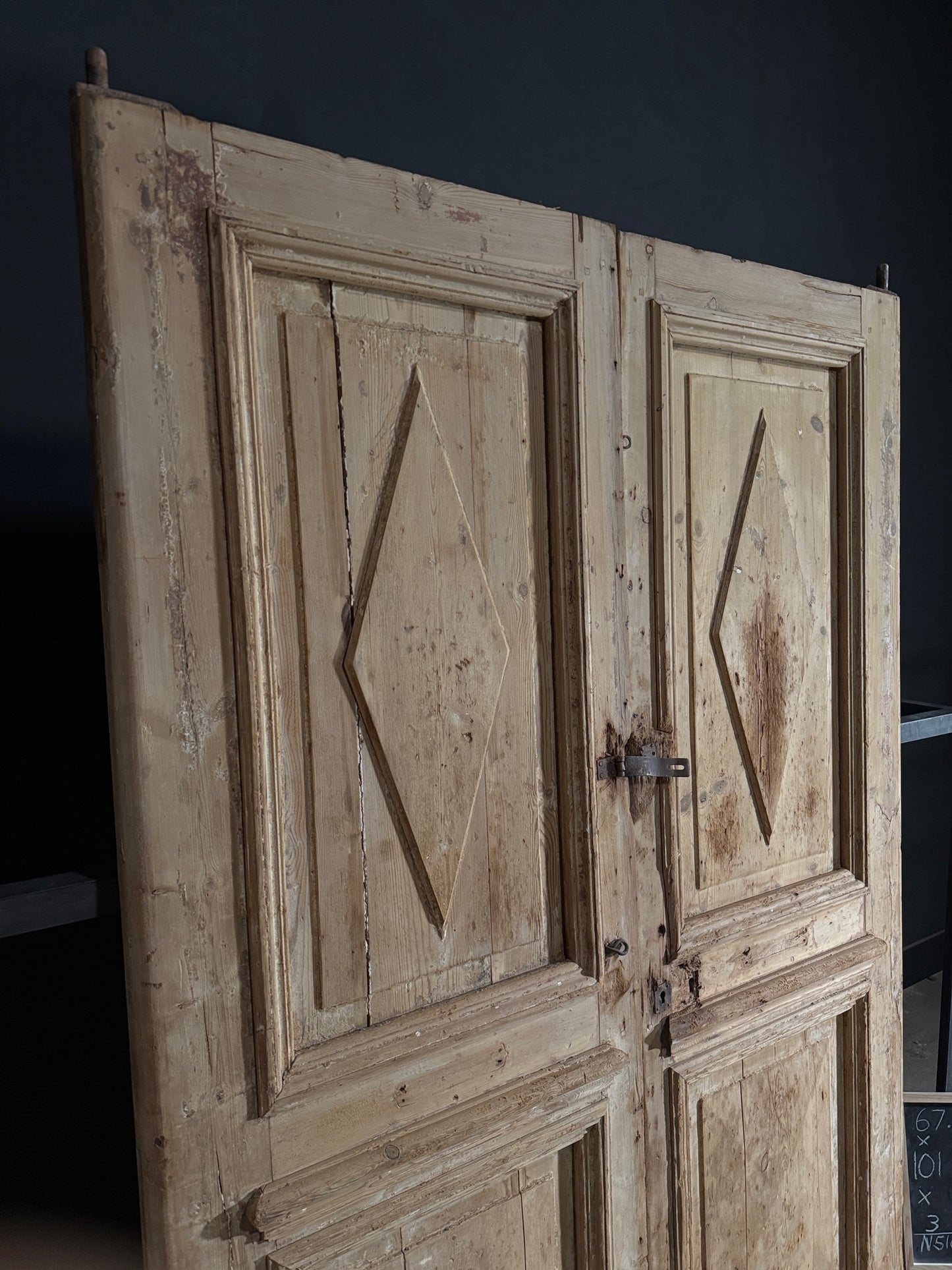 Antique Carved 2 Panel Double Doors - 67.5x101 - N510