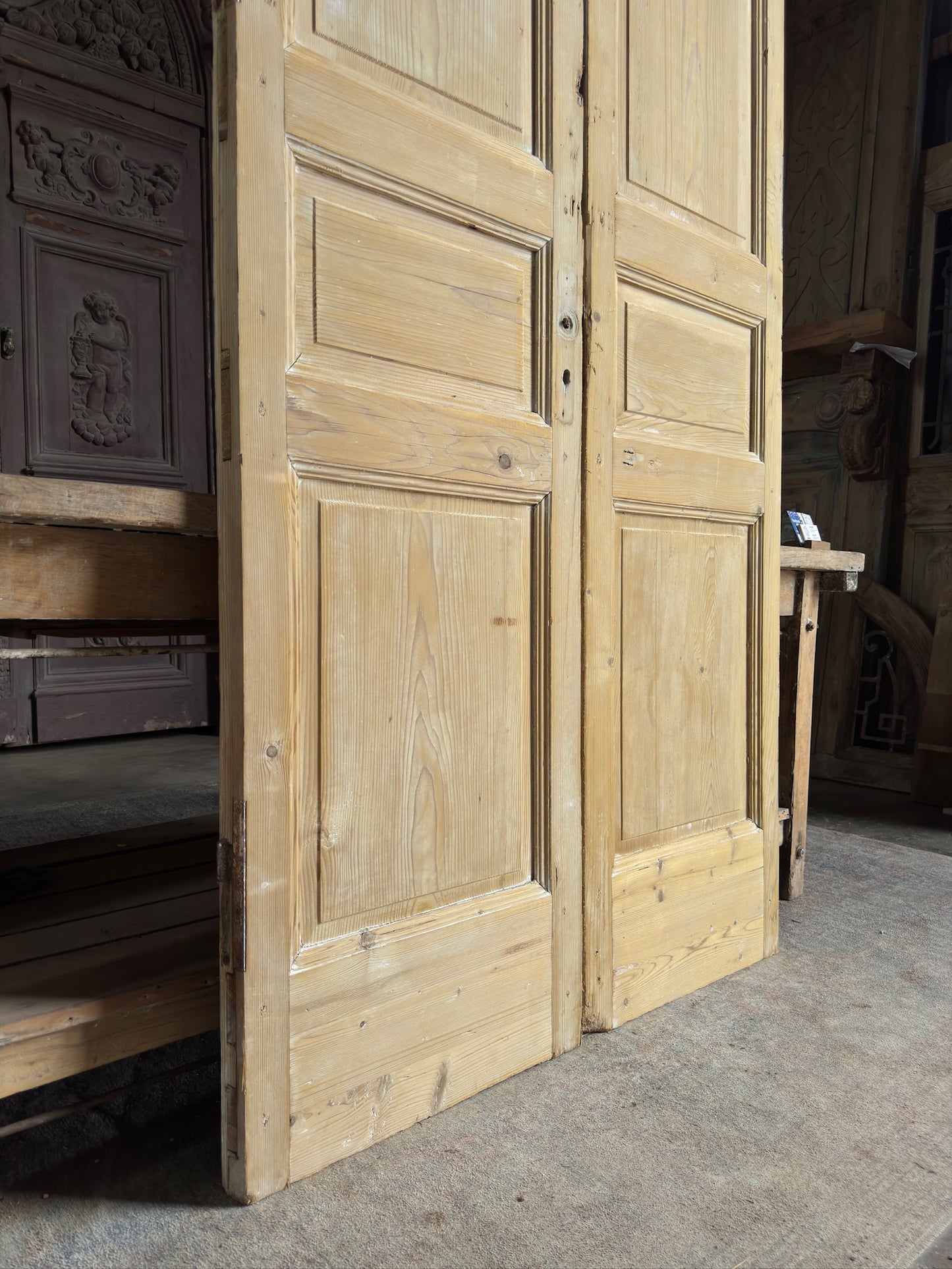 3 Panel Antique Solid French Doors - 43.75x103.5 K316
