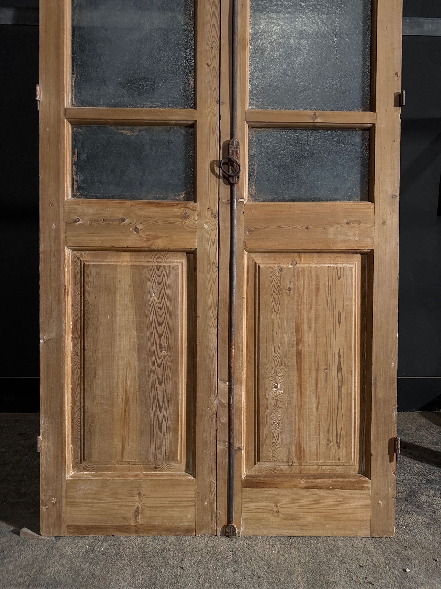 Antique Obscured Glass 3 Lite French Doors - 40.25x94.5 - N482
