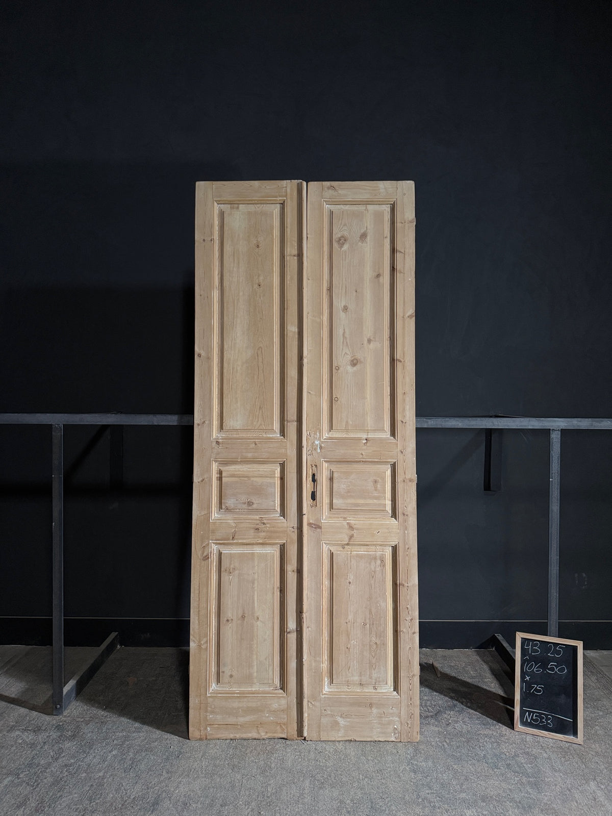 Antique 3 Panel Solid Double Doors - 43.25x106.5 - N533