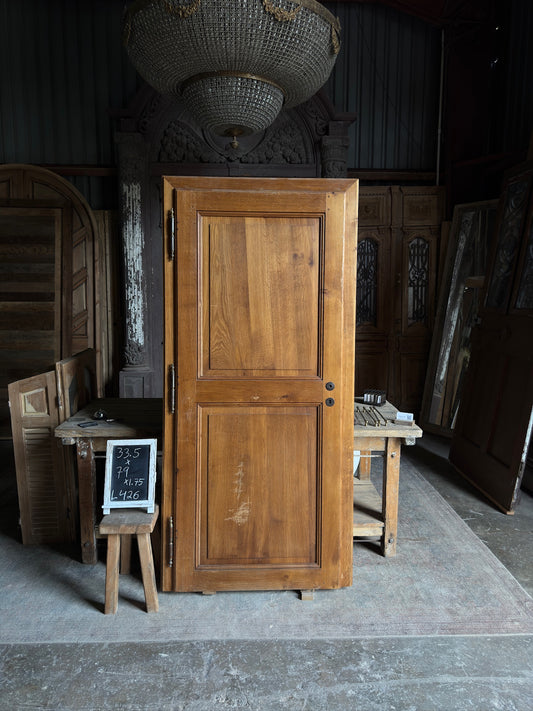 Antique French Solid Single Door With Frame - 33.5x79 - L426