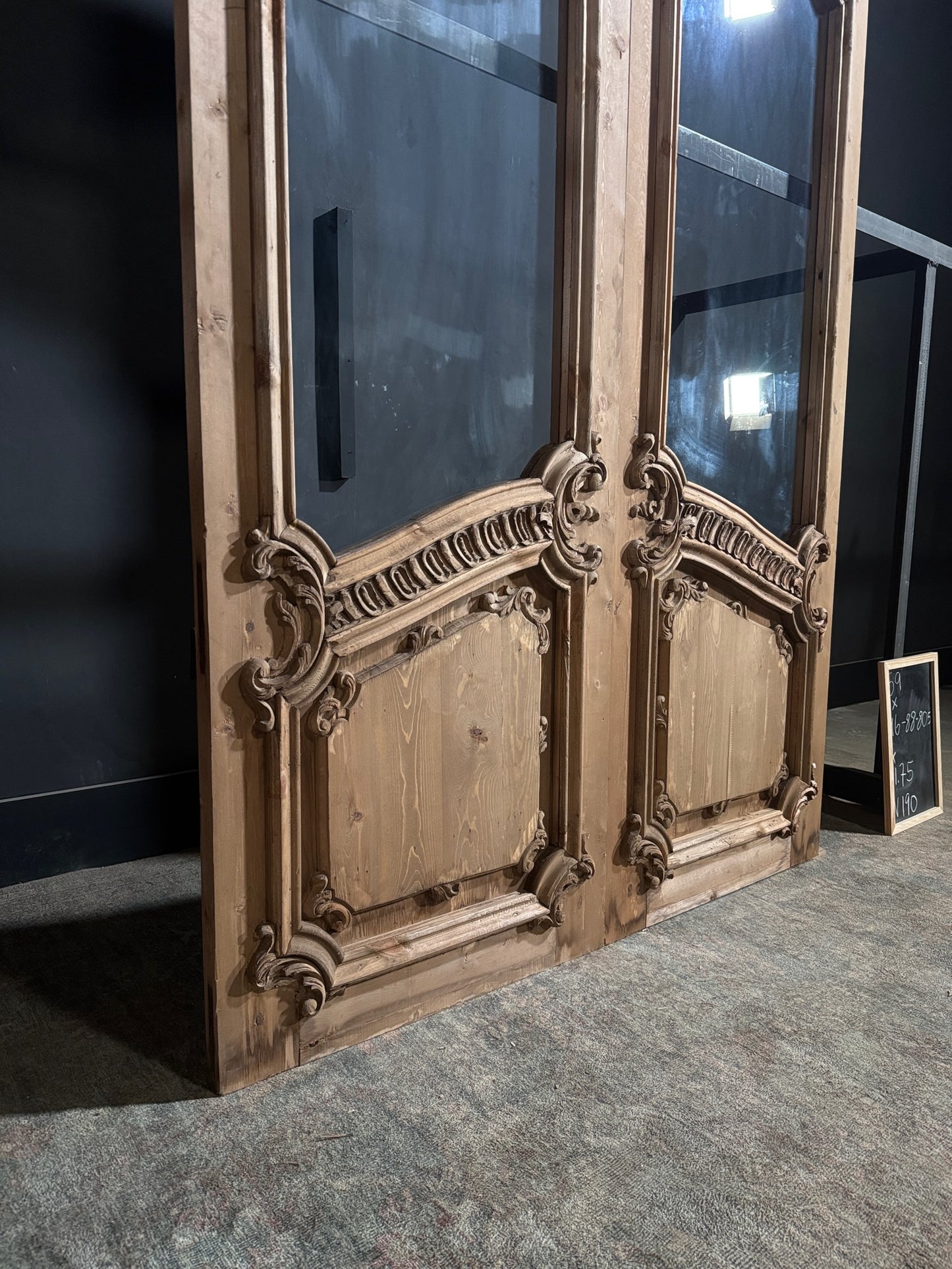 Handcrafted Grand Carved Glass French Doors - 59x96 - N190