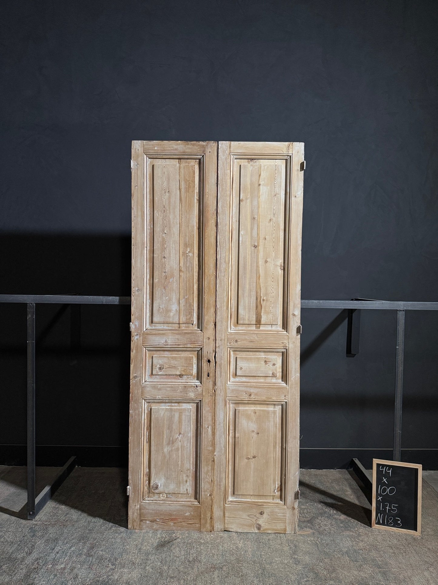 Antique 3 Panel Solid Double Doors - 44x100 - N183