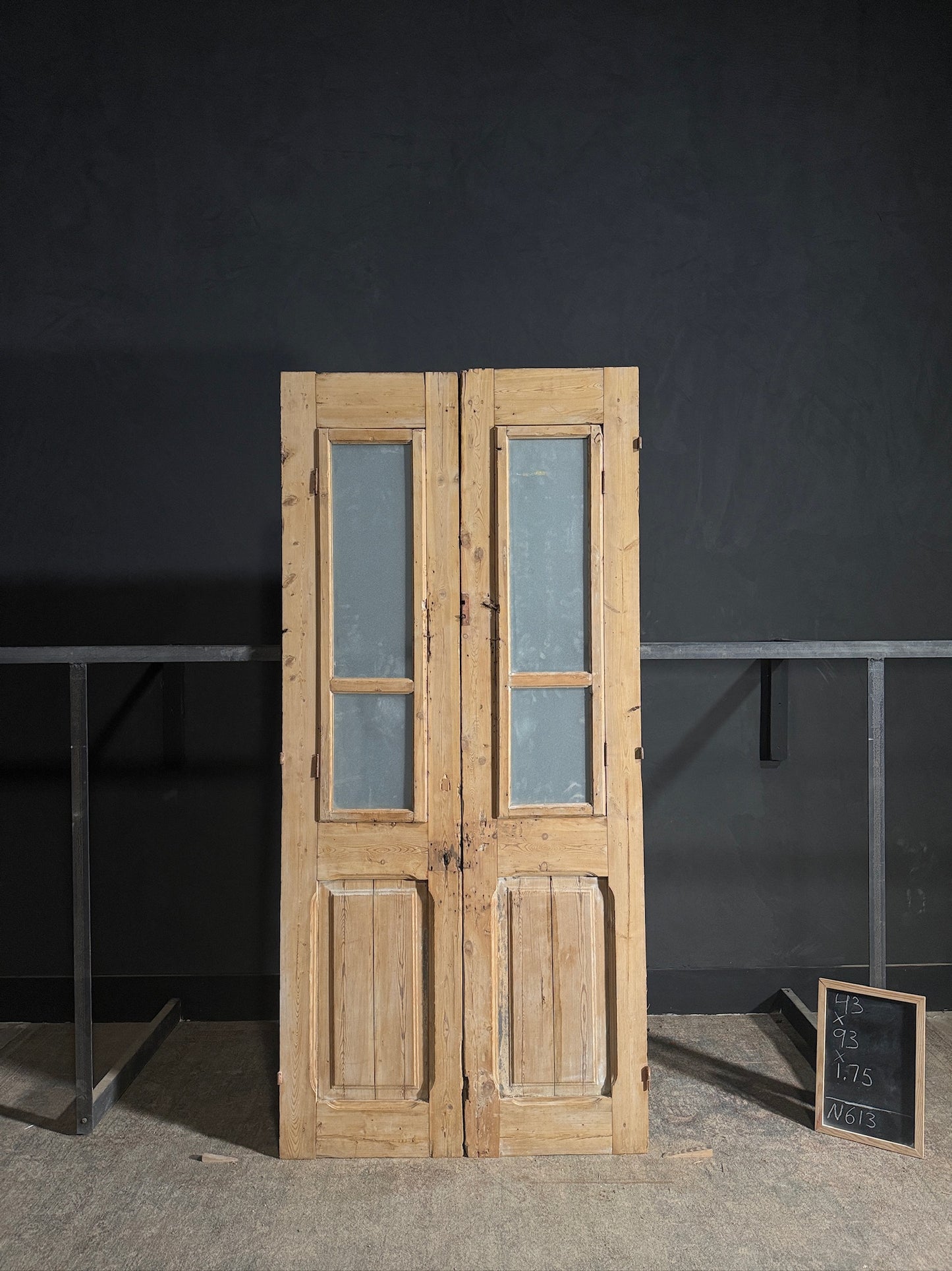 Antique Carved 2 Lite French Doors - 43x93 - N613