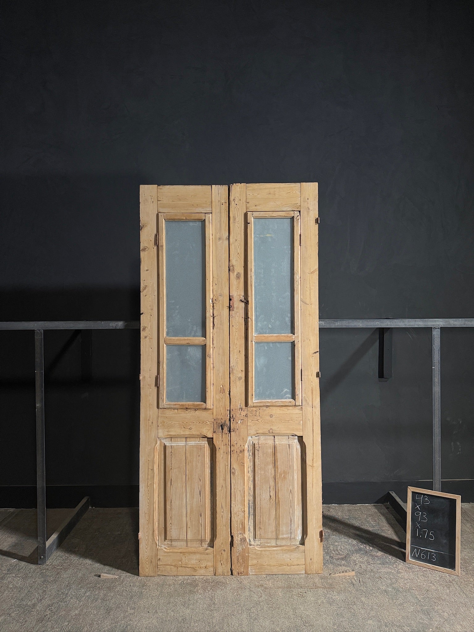 Antique Carved 2 Lite French Doors - 43x93 - N613