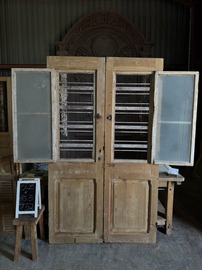 Horizontal Pattern Antique Iron French Doors - 51.25x85.5 J52