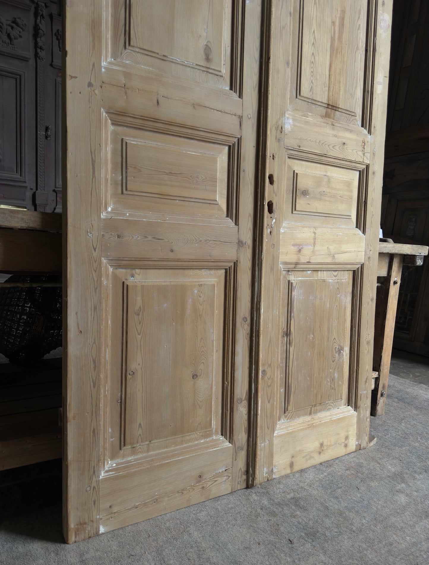 3 Panel Antique Solid French Doors - 43.5x97 K54