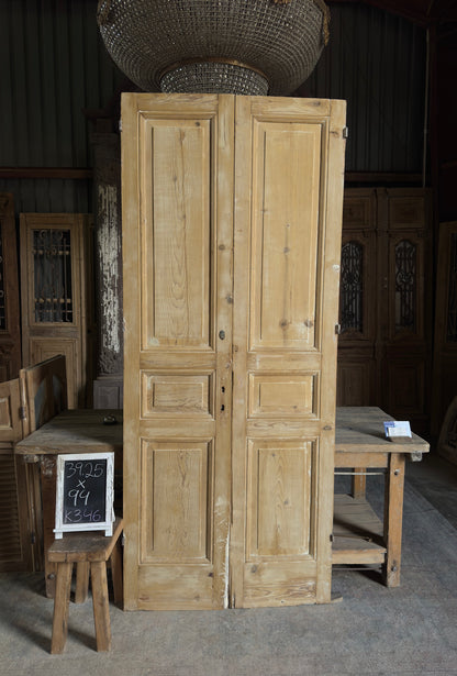 3 Panel Antique Solid French Doors - 39.25x94 K346