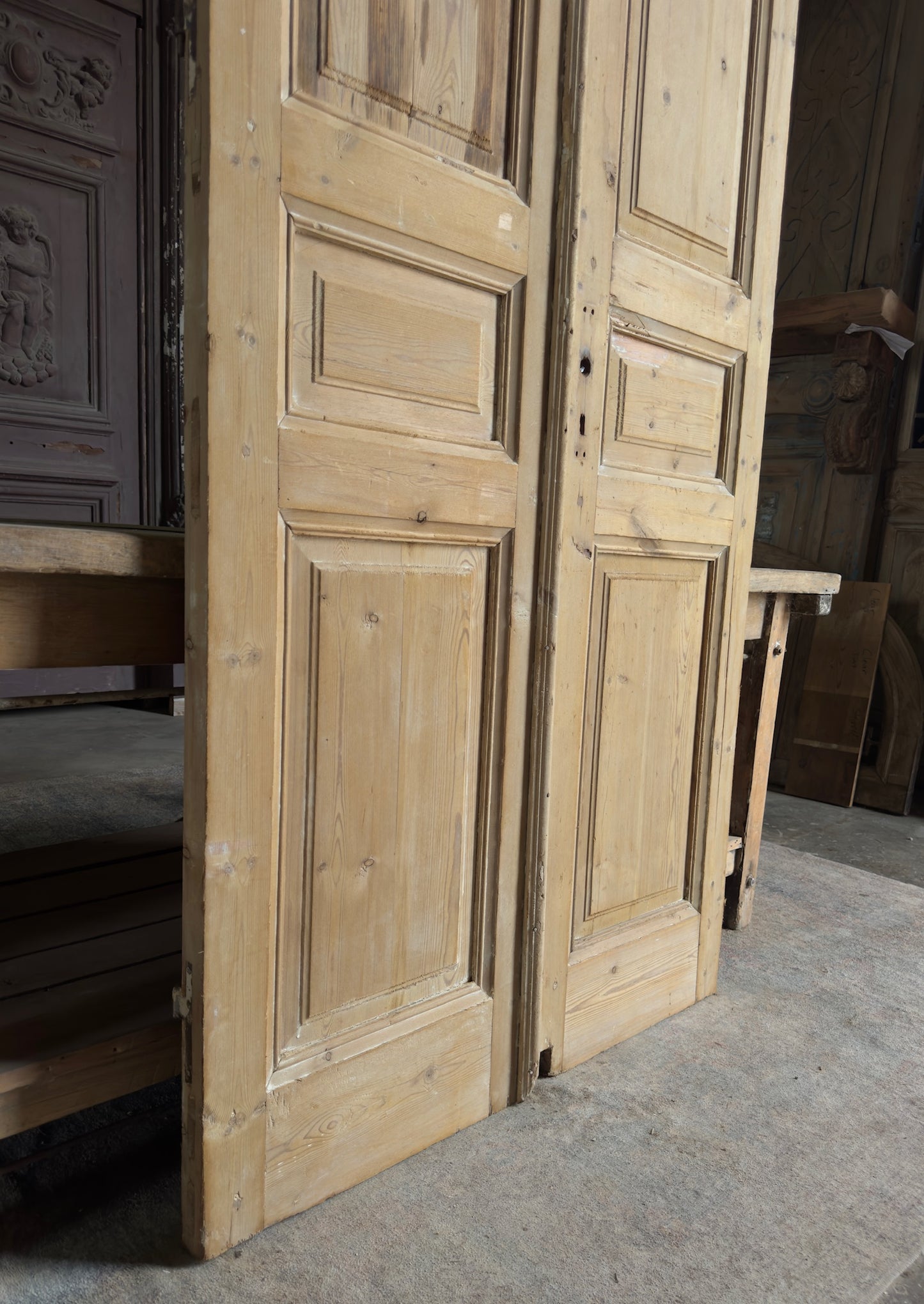 3 Panel Antique Solid French Doors - 41.5x91.5 K361