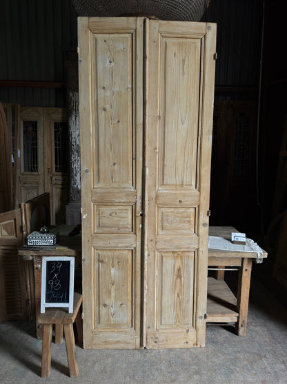 3 Panel Antique Solid French Doors - 39x98 J441