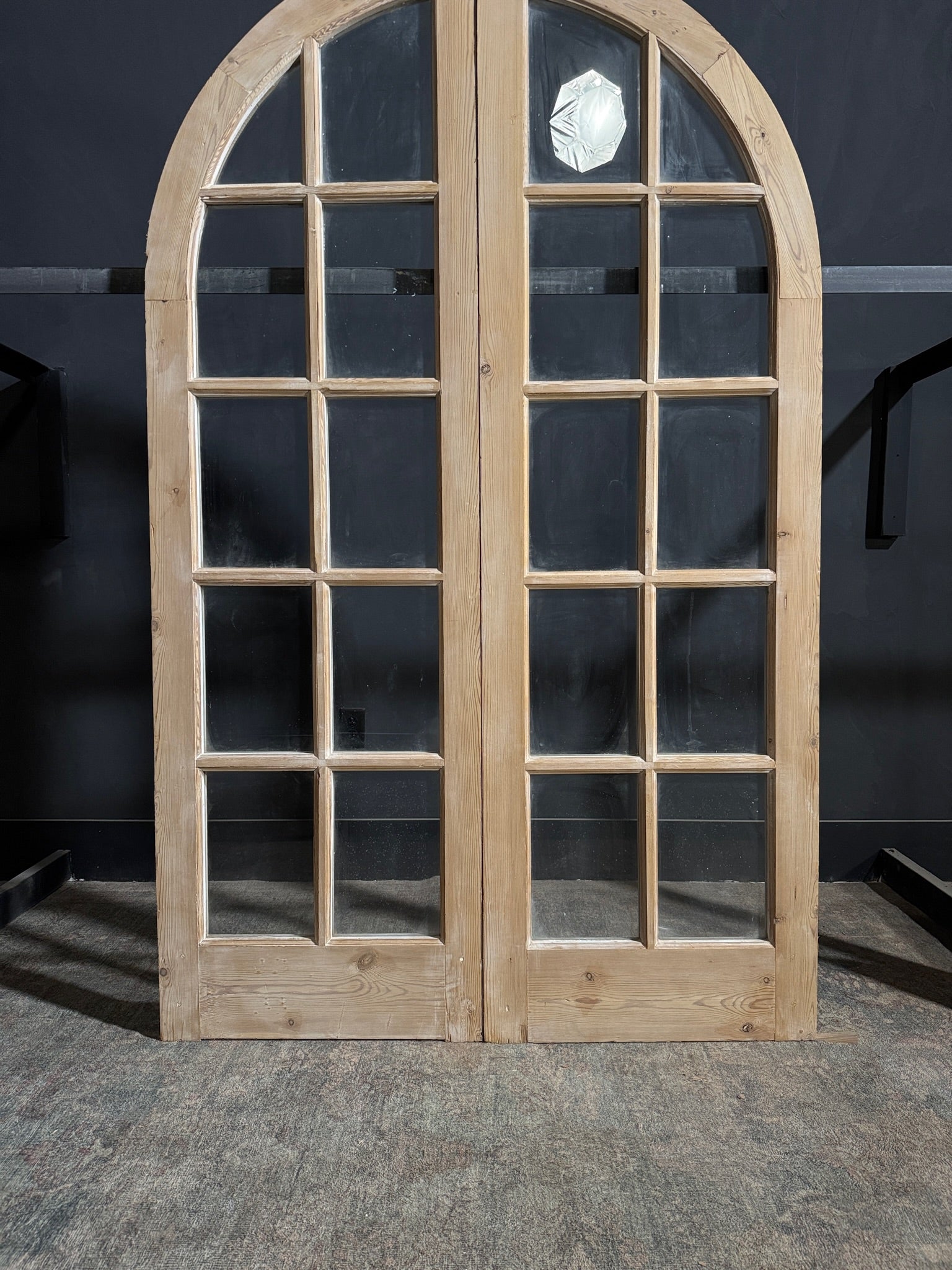 Antique Glass 5 Lite Arched French Doors - 51x83.25 - N181