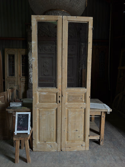 3 Panel Antique Glass French Doors - 41.5x96 J504