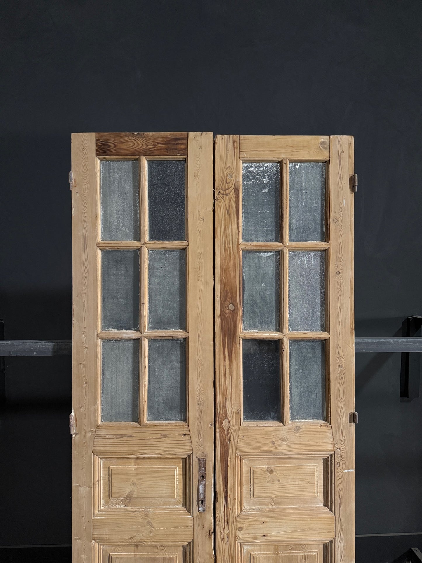 Antique Obscured Glass 6 Lite French Doors - 40.5x90 - N98