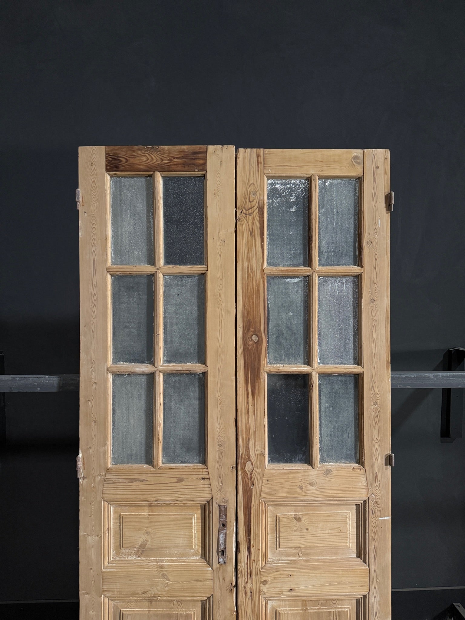 Antique Obscured Glass 6 Lite French Doors - 40.5x90 - N98