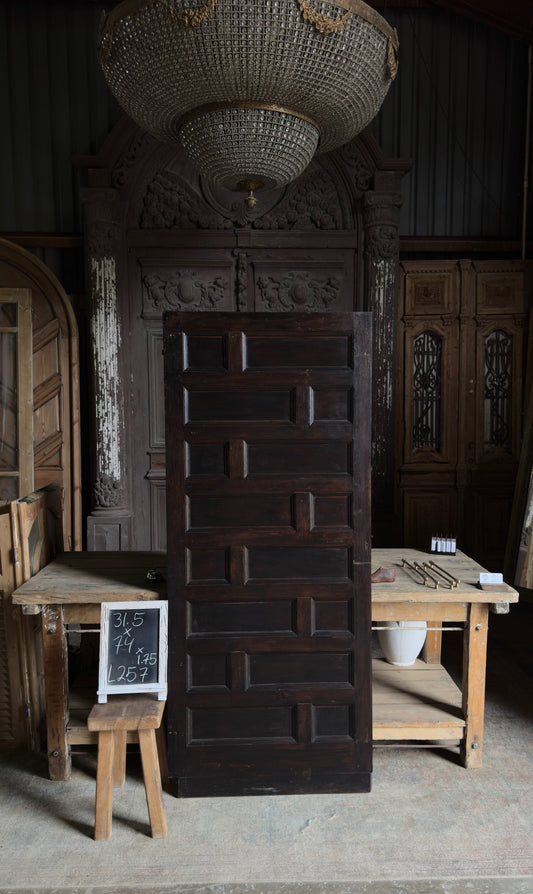 Spanish Coffered Panel Antique Single Door - 31.5x74 - L257