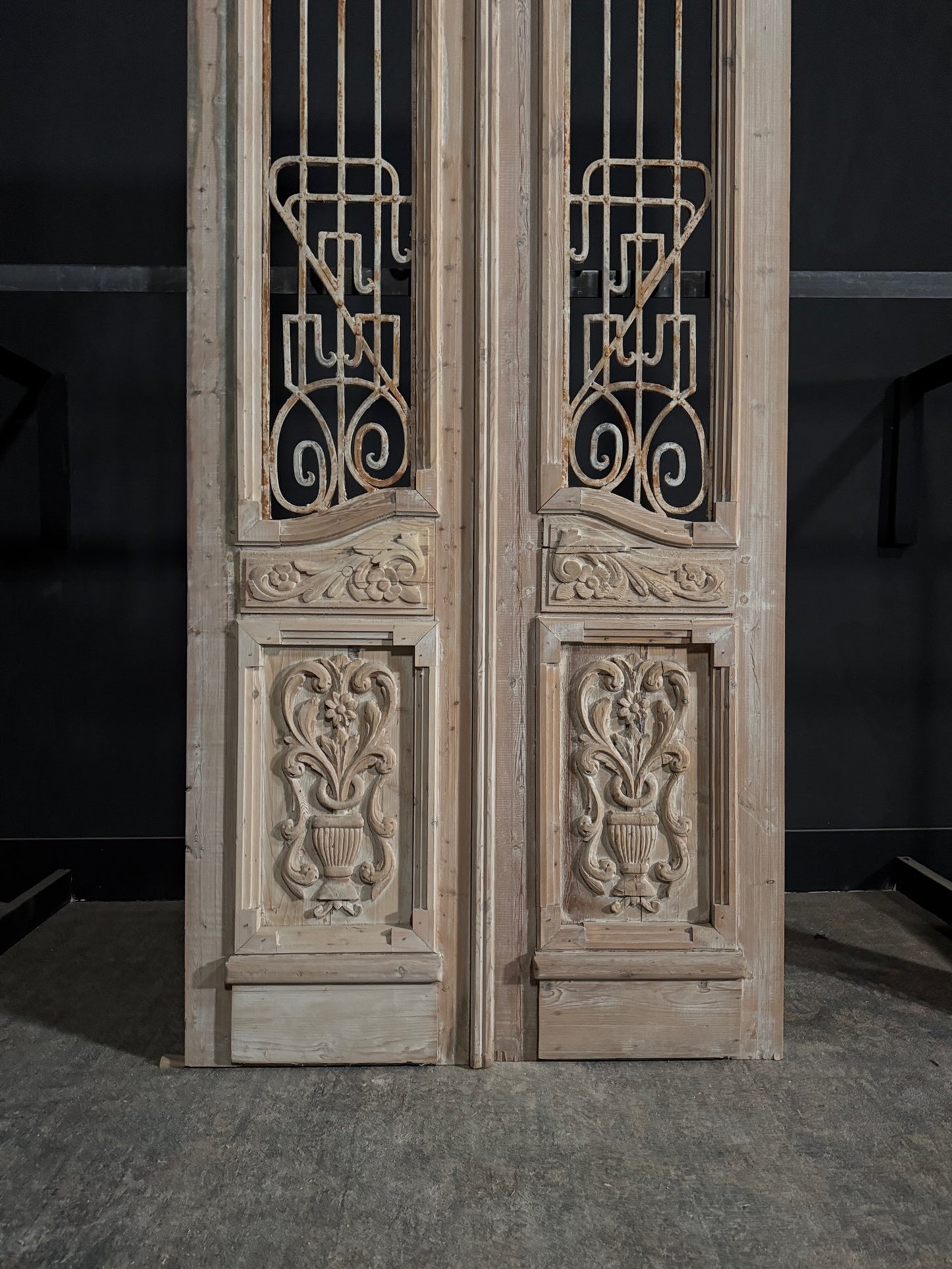Antique Carved Iron French Doors - 44.5x99.5 - N272