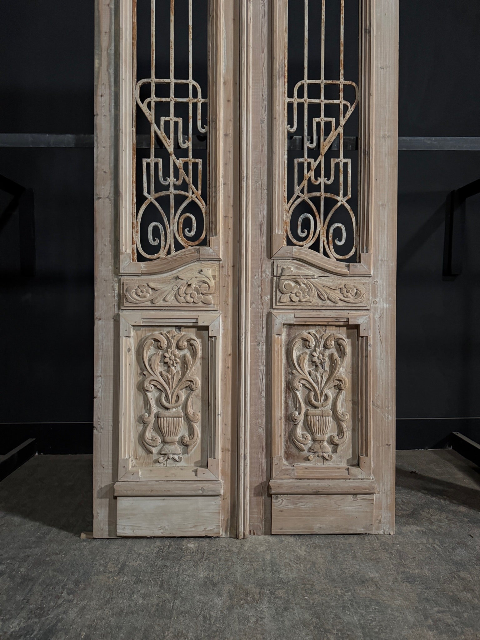 Antique Carved Iron French Doors - 44.5x99.5 - N272