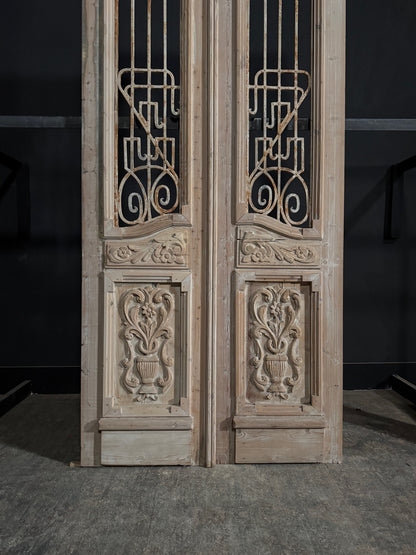 Antique Carved Iron French Doors - 44.5x99.5 - N272