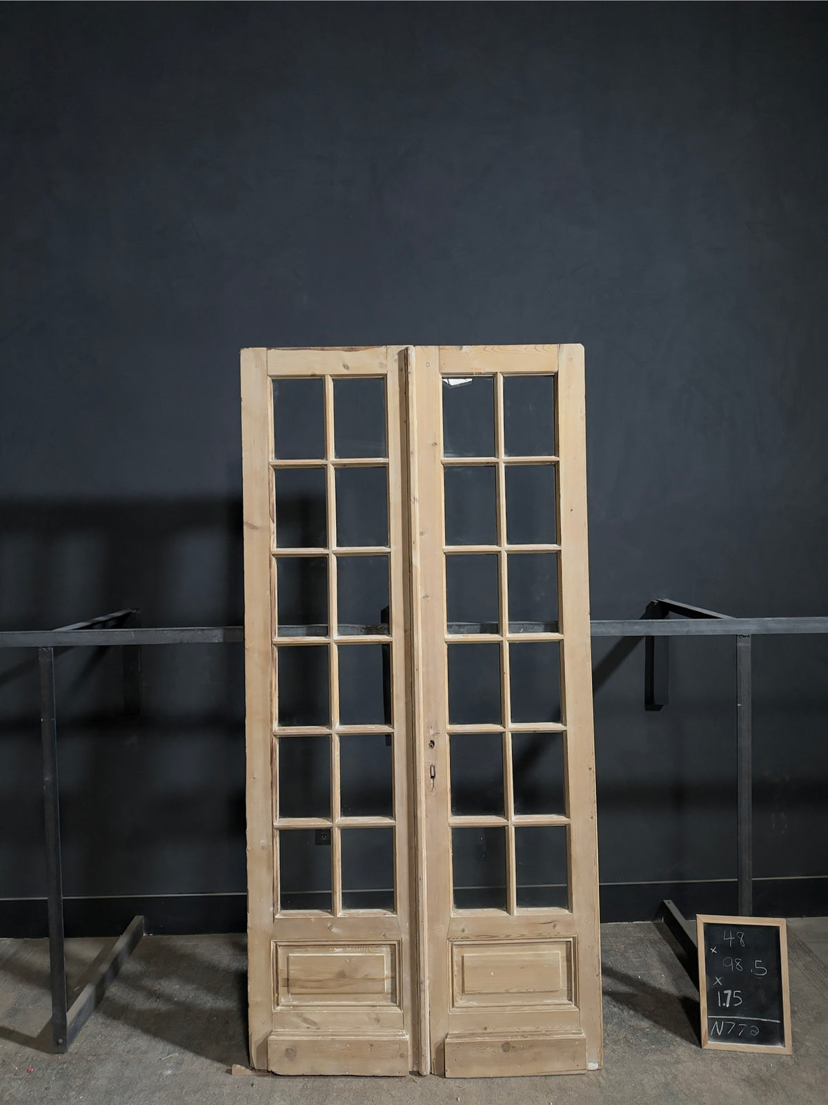 Antique Clear Glass Raised Panel French Doors - 48x98.5 - N772