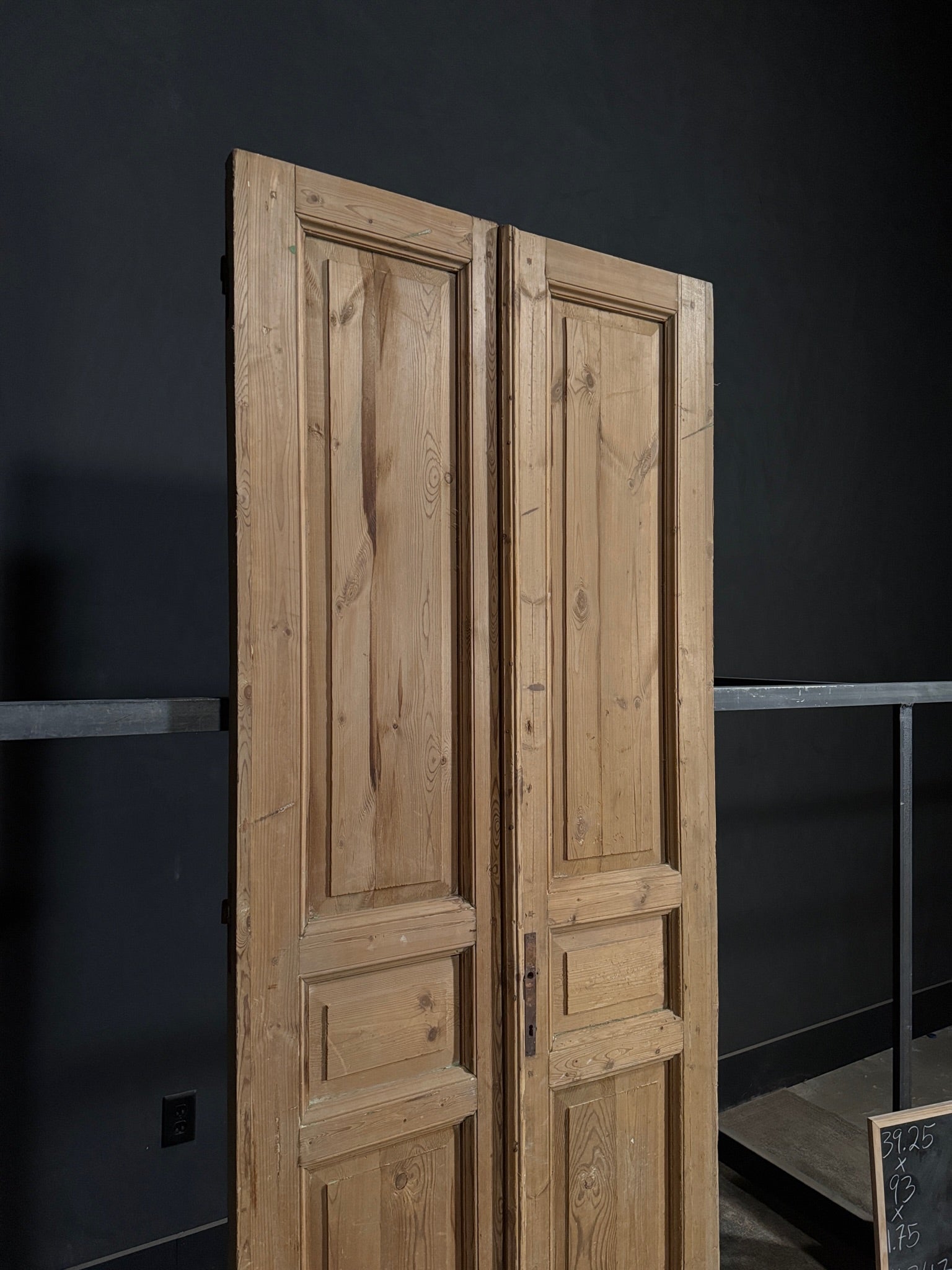 Antique 3 Panel Solid Double Doors - 39.25x93 - N347