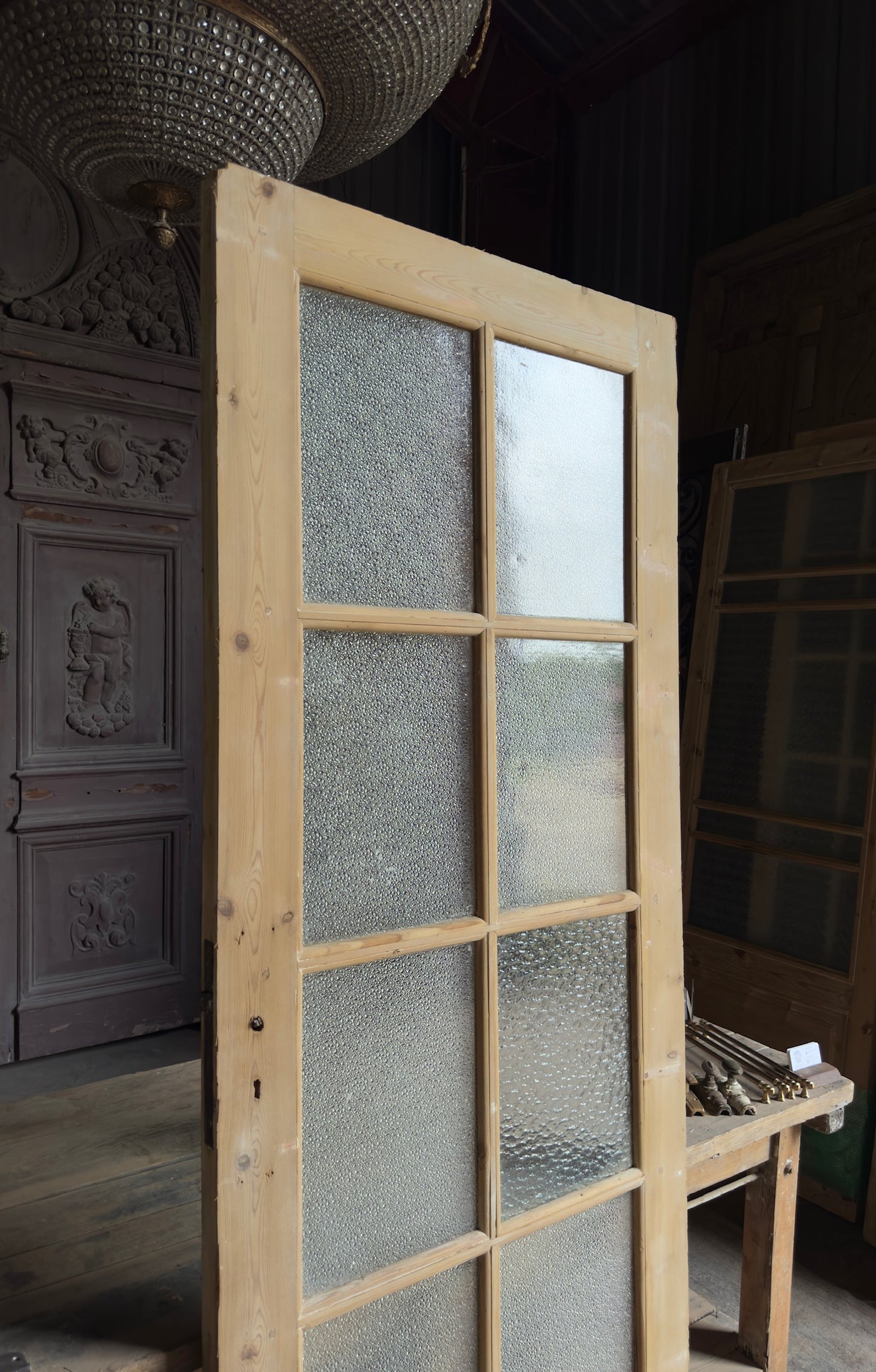 Antique Obscured Glass 8 Lite Door - 32x86.5 - L623